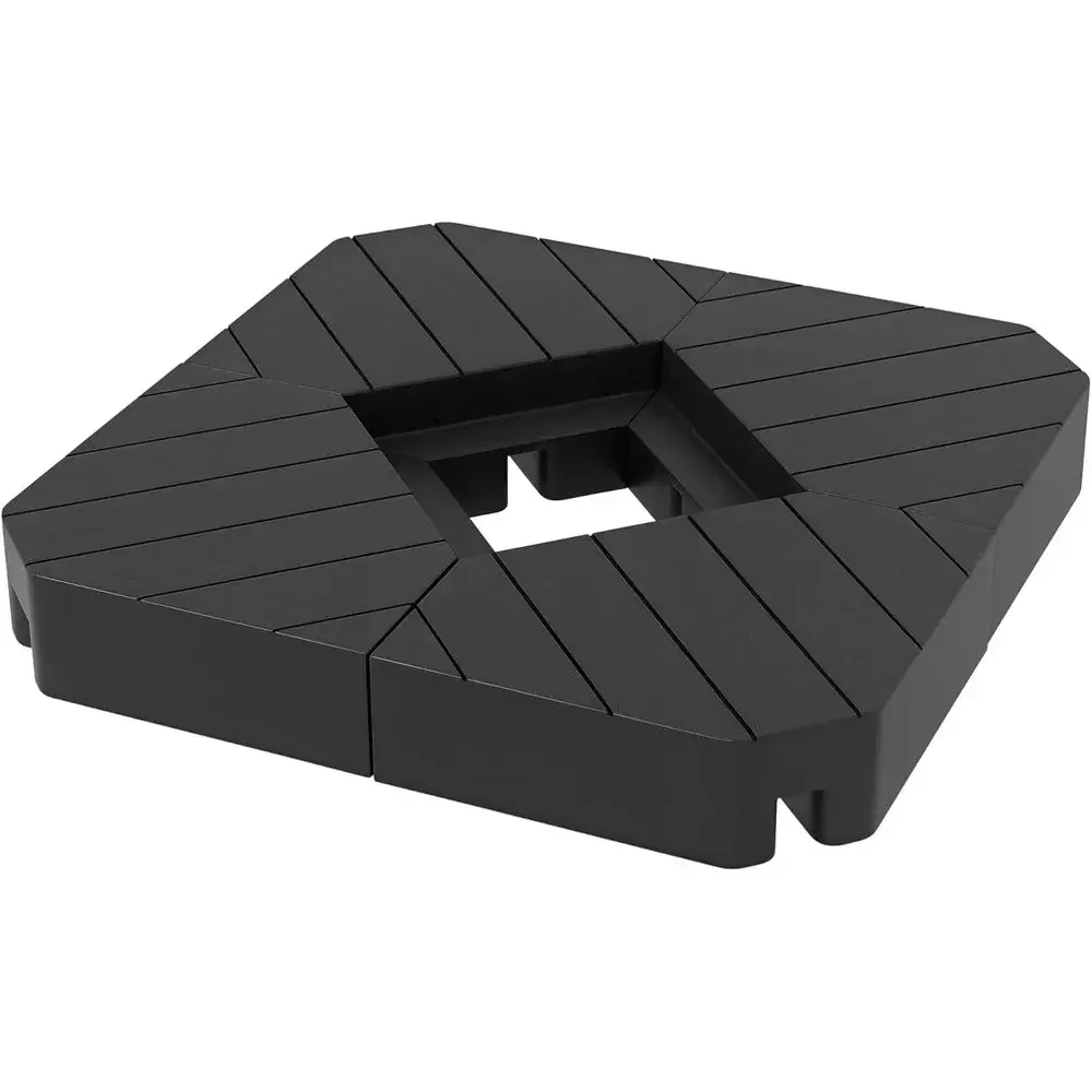 Heavy Duty Patio Umbrella Base Set, 132 lbs Water or 176 lbs Sand Capacity, Black