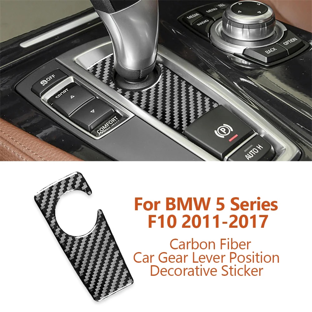 For BMW 5 Series F10 528 525li 2011-2017 Carbon Fiber Car Shift Base Gear Lever Position Decorative Stickers Auto Accessoriess