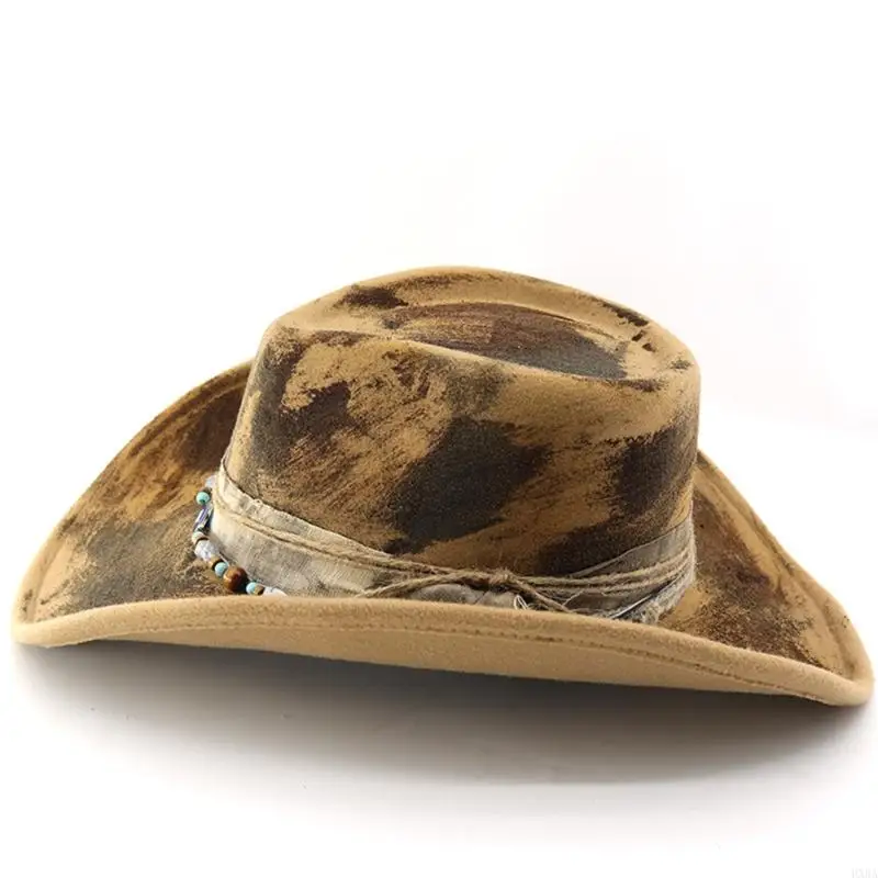 قبعات رعاة البقر العصرية HXBA بتفاصيل متعرجة مناسبة للحفلات في الهواء الطلق