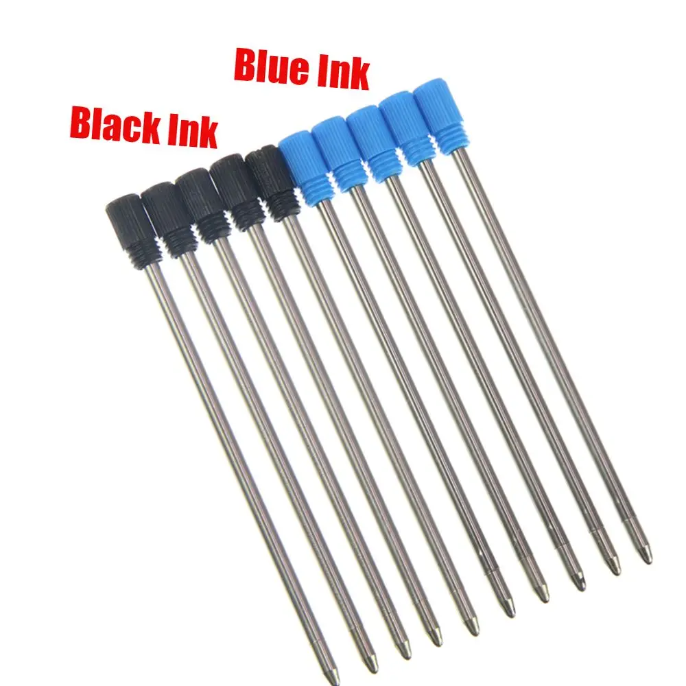 Caneta de Metal Recarga para Cristal Diamante Esferográfica, Haste Estudante, Tinta Azul e Preta, 7cm Comprimento, 10 Pcs por lote