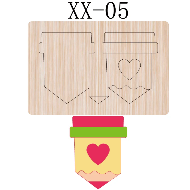 1 piece 2.5-inch crayon shaker with heart in center scrapbook wooden cutting mold for Christmas, suitable for most machines