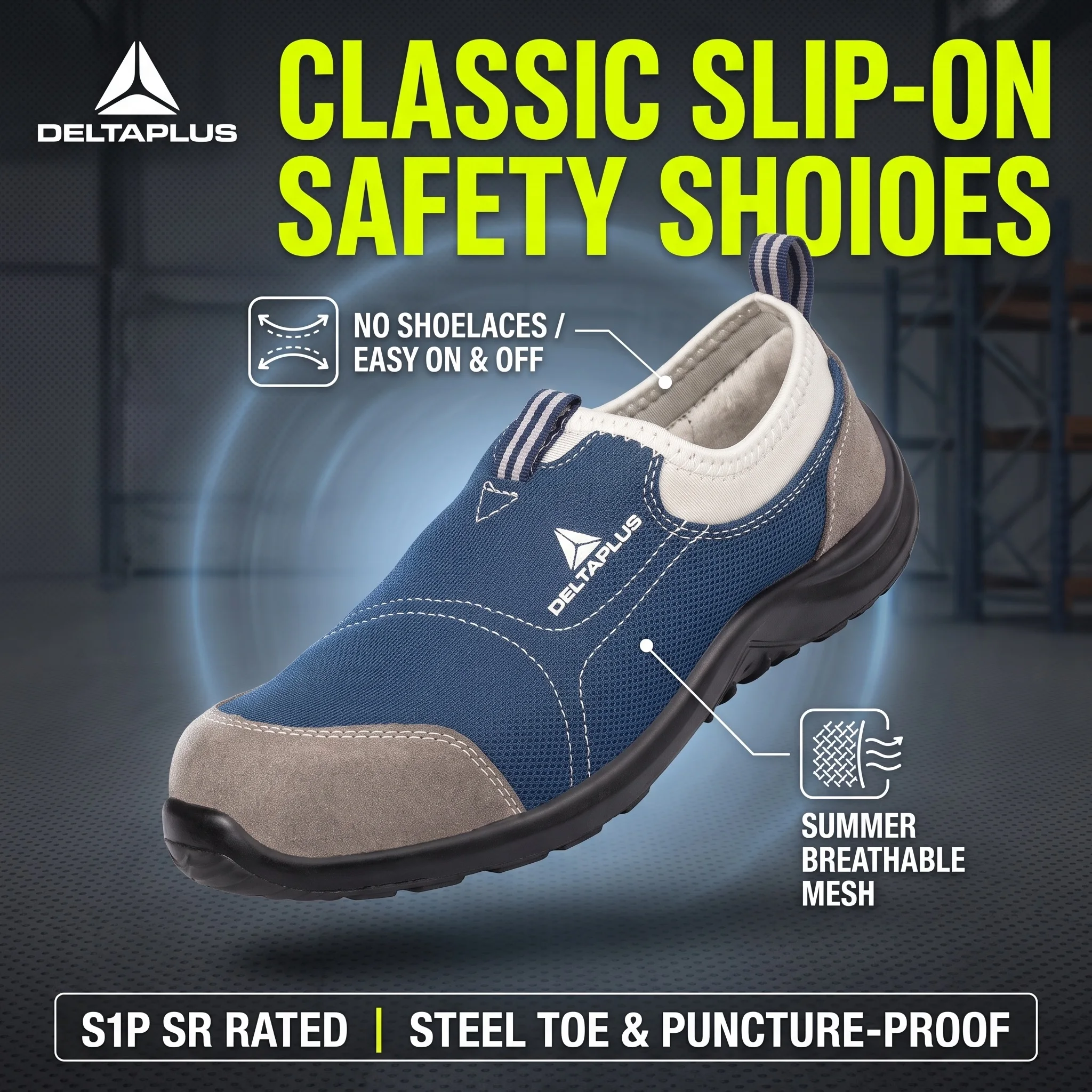 Slip On Work Shoes Man Lightweight Safety Shoes Breathable Industrial Work Shoes Non Slip Anti Static Safety Shoes S1P Work Boot