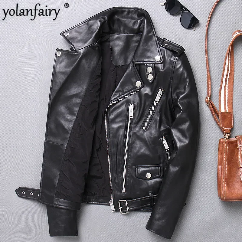 

Sheepskin Coat Short Genuine Leather Jacket Women Clothes Biker Motorcycle Jacket Slim Fit Chaquetas Mujer 2020 X-1763N KJ3648