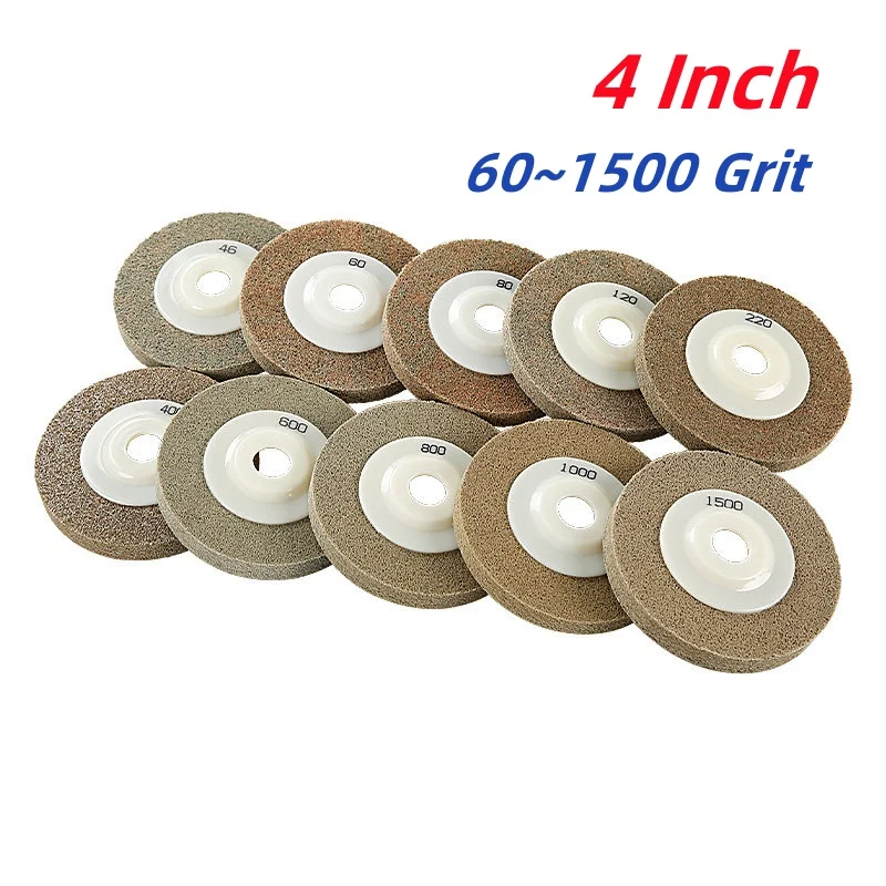 4 Inch 100mm Nylon Resin Polishing Wheel 60~1500 Grit Fiber Grinding Wheel Marble Granite Glass Stone Metal Grinding Disc
