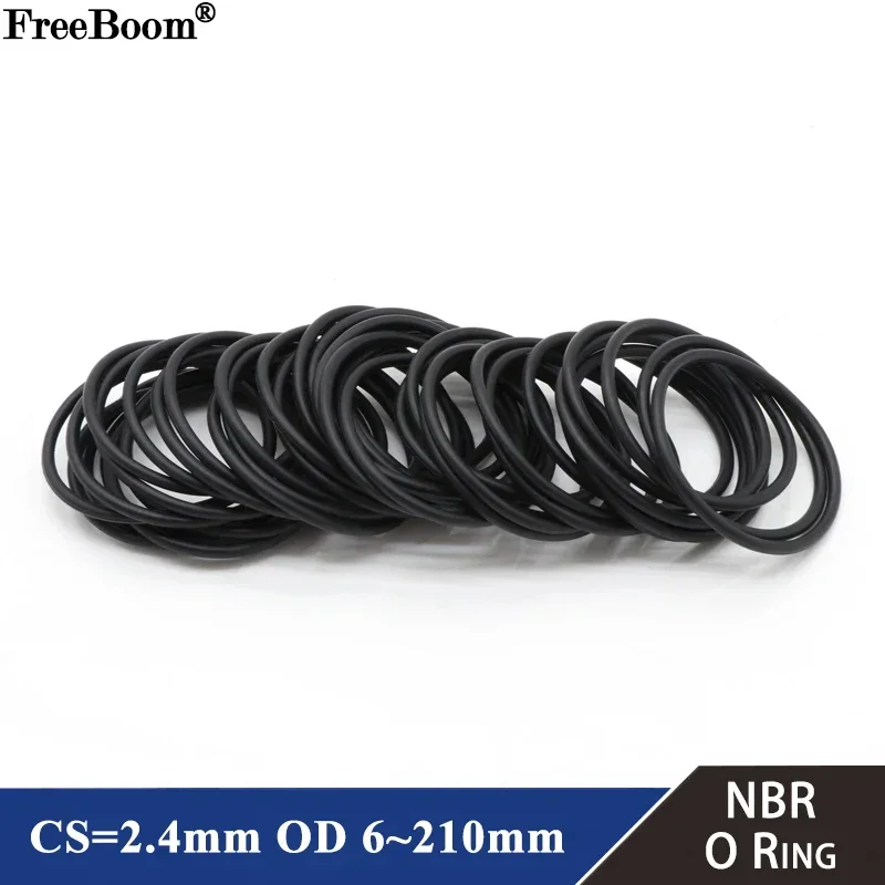 

10pcs NBR O Ring Seal Gasket Thickness CS 2.4mm OD 6~190mm Nitrile Butadiene Rubber Spacer Oil Resistance Washer Round Shape
