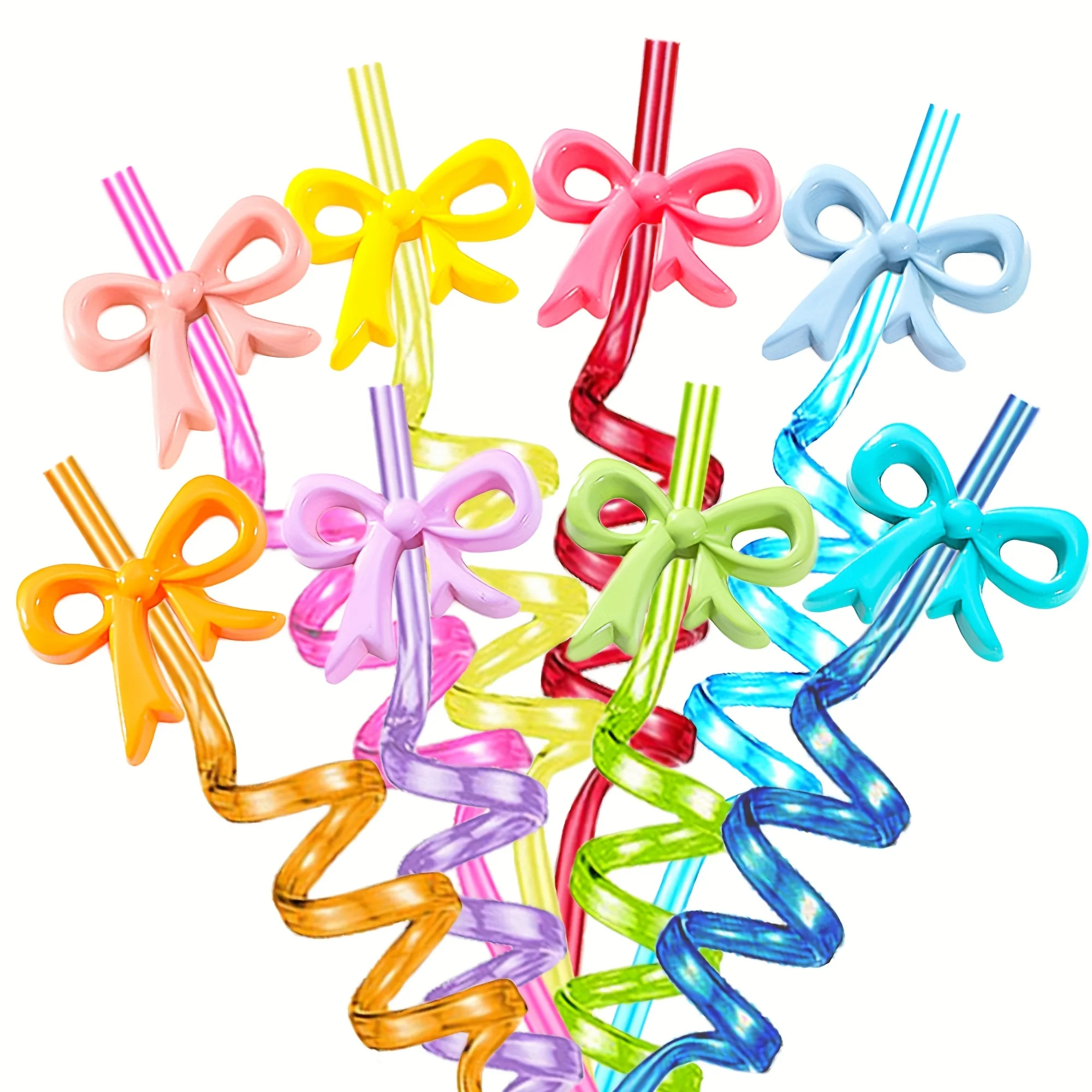 Fun Bow Party Favors Cat Head Crazy Drinking Straws for Birthday Party Supplies - Adds Whimsy to Any Celebration (Random Colors)
