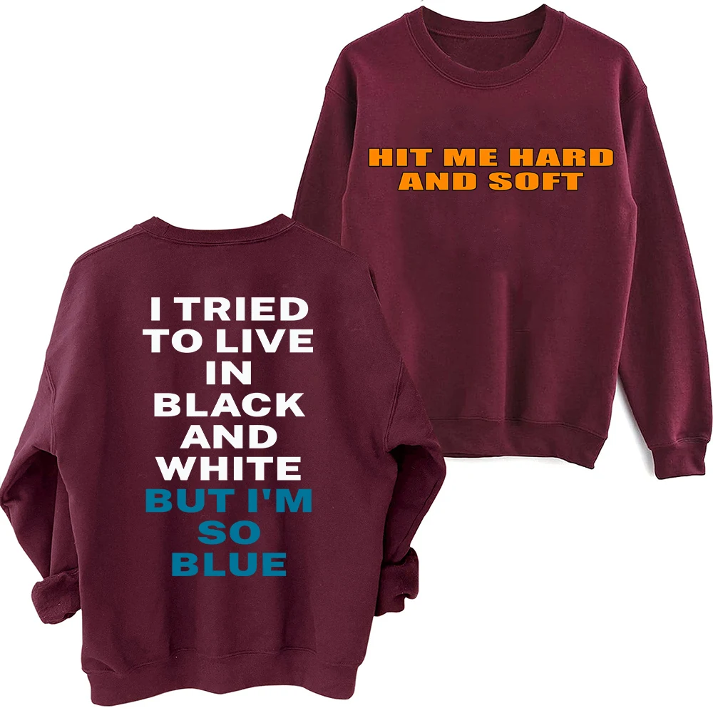 2024 Billie Hit Me Hard and Soft Tour Sweatshirt Harajuku Round Neck Long Sleeve Oversized Hoodie Fans Gift