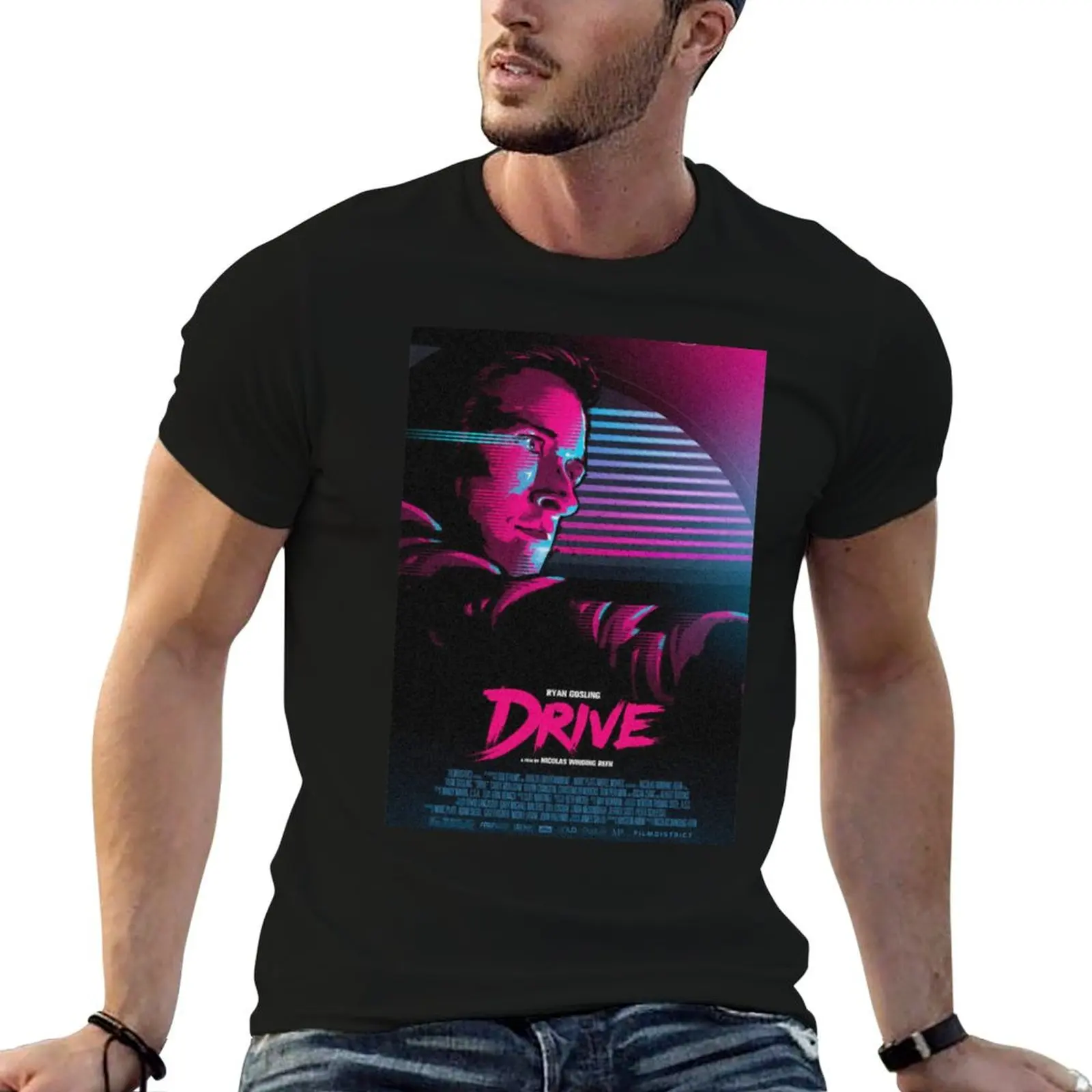 

Ryan Gosling Drive Retro Movie Poster T-Shirt man t shirt cotton man t shirt cotton high quality T-Shirt