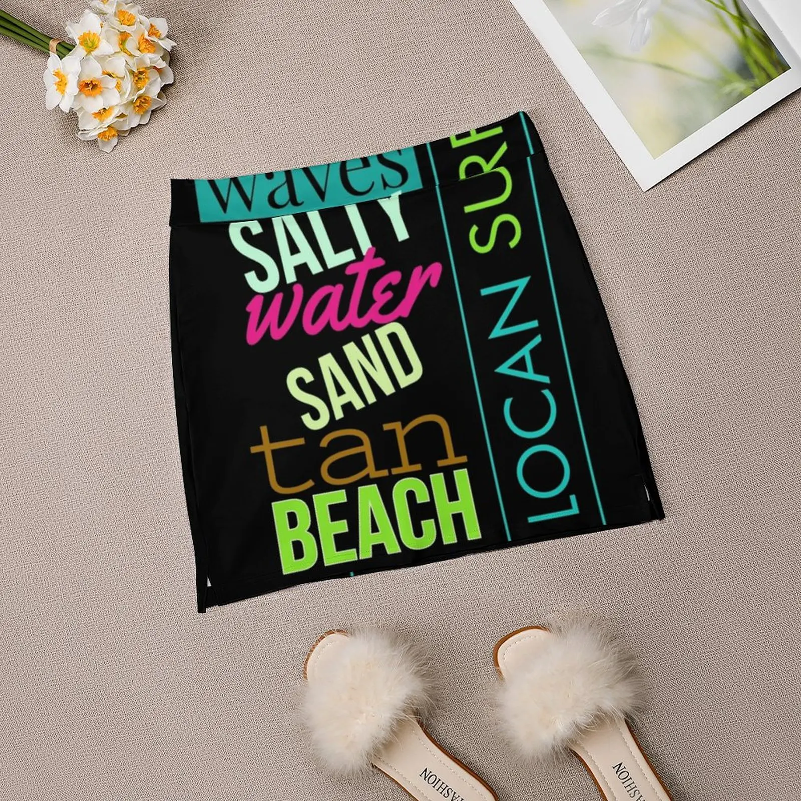 Praia |   Todos bons novas saias femininas dupla camada impressa vestido curto mini saia esportiva praia tan água salgada areia capas de telefone