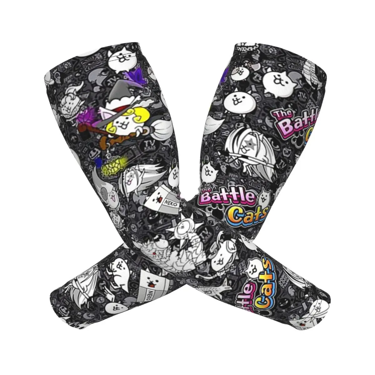 Battle Cats Arm Sleeves Men Women Sun UV Protection Tattoo Cover Up Sports Cooling Cycling