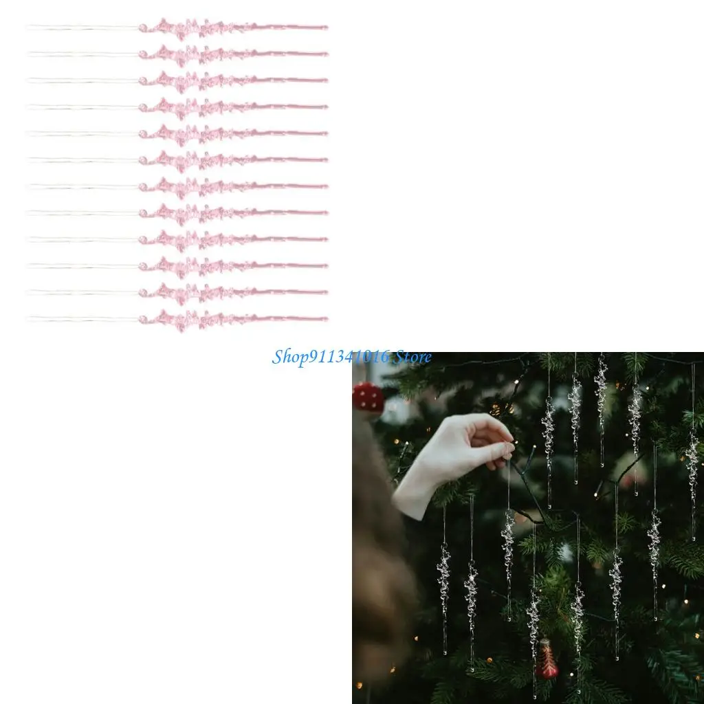 

12Pcs Realistic Acrylic Icicles Ornament Shatterproof Christmas Tree Decoration