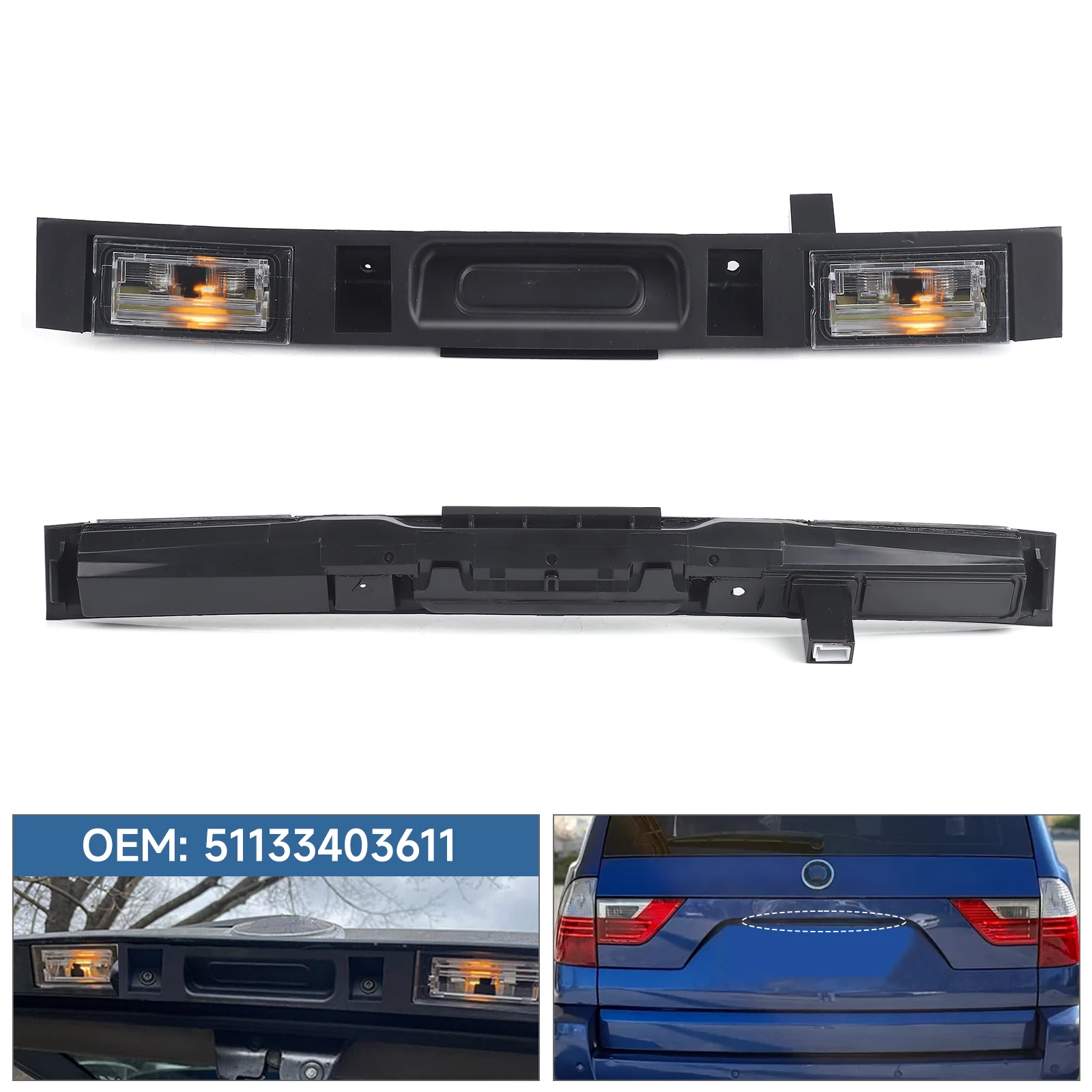 

For BMW E83 X3 2004-2010 Black Tailgate Switch Assembly With Lamp Touring Boot Trunk Lid Rear Handle with Key Button 51133403611