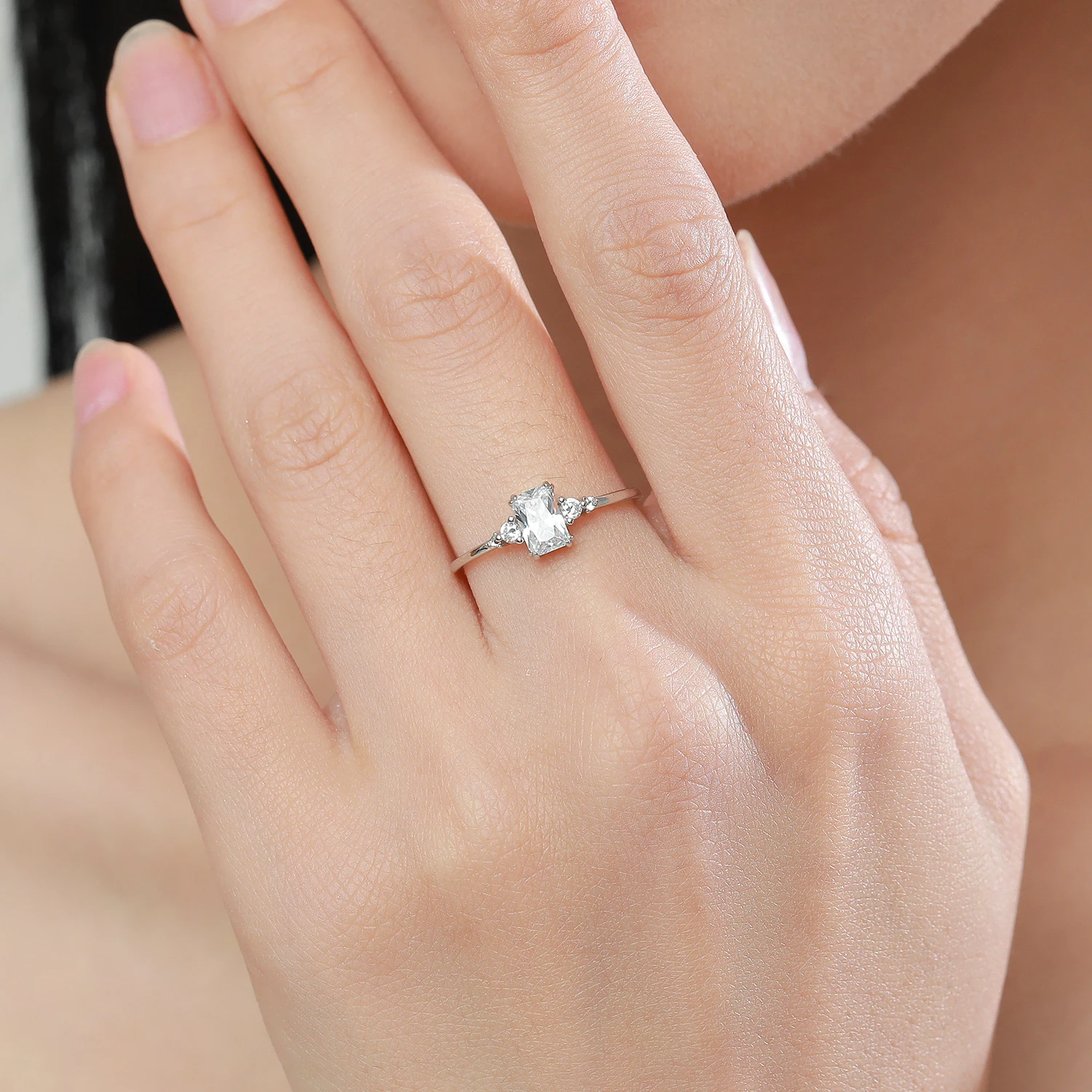 Modian Rectangle Dazzling Ring Solid 925 Sterling Silver Clear Cubic Zirconia Finger Rings For Women Wedding Fine Jewelry Anel