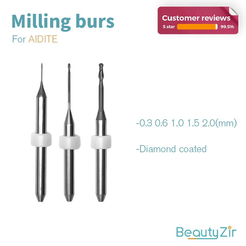 Aidite Zirconia DC Milling Burs AMD-500/AMW-520 (2Pieces) For Diamond Coating Drill Milling Cutters Dental Lab