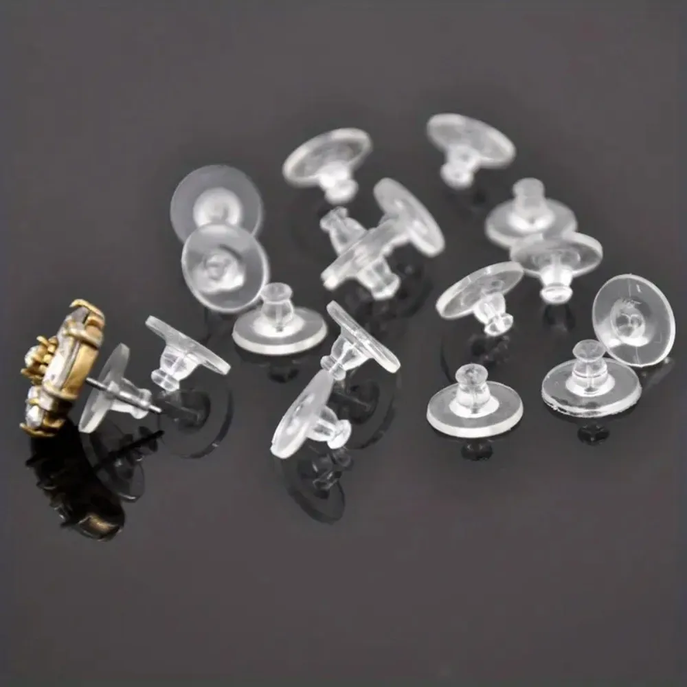 100pcs Anti-Slip Silicone Earring Backs, Transparent Rubber Ear Plugs, Jewelry Accessories Y2K