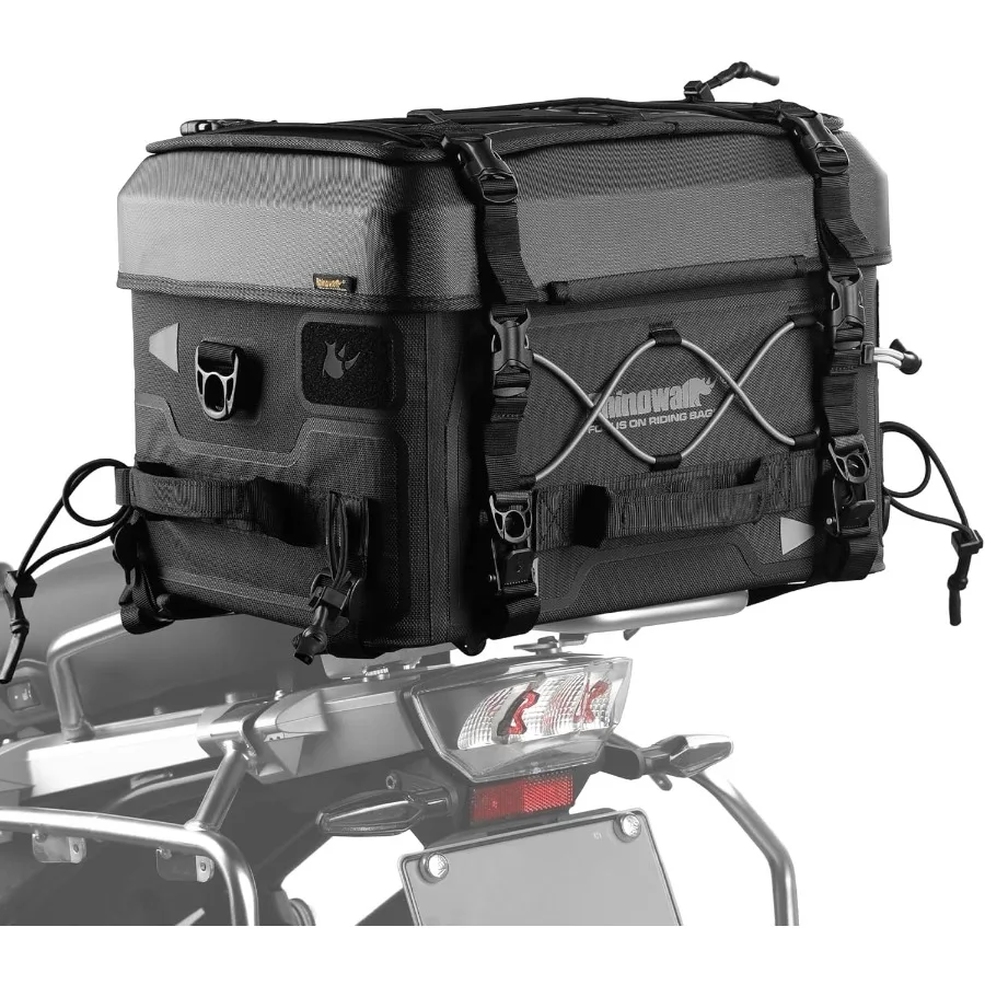

36L Motorcycle Tail Bag Hard Shell Top Case Lightweight Waterproof Rear Trunk with MOLLE System QuickRelease Mounting Ideal for