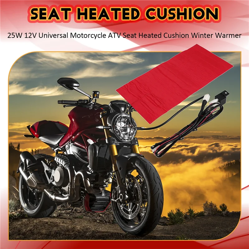 25W 12V Universal Motorcycle ATV Seat Heated Cushion Winter Warmer Waterproof Pad Heating Pad Mat
