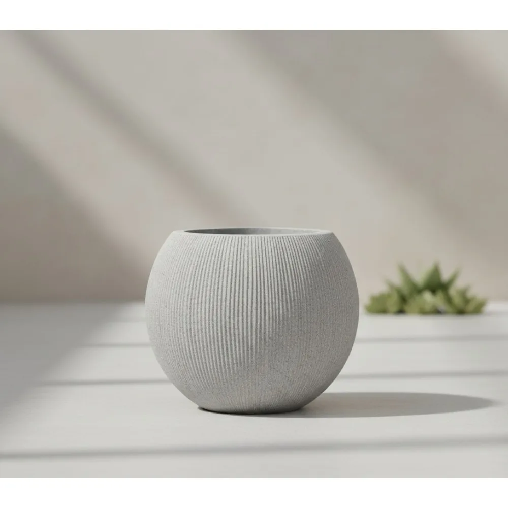 

Large Beige Round Resin Planter with Drainage Holes - 11.8"H x 14.5"D Outdoor Indoor Plant Pot for Garden Patio Home Decor