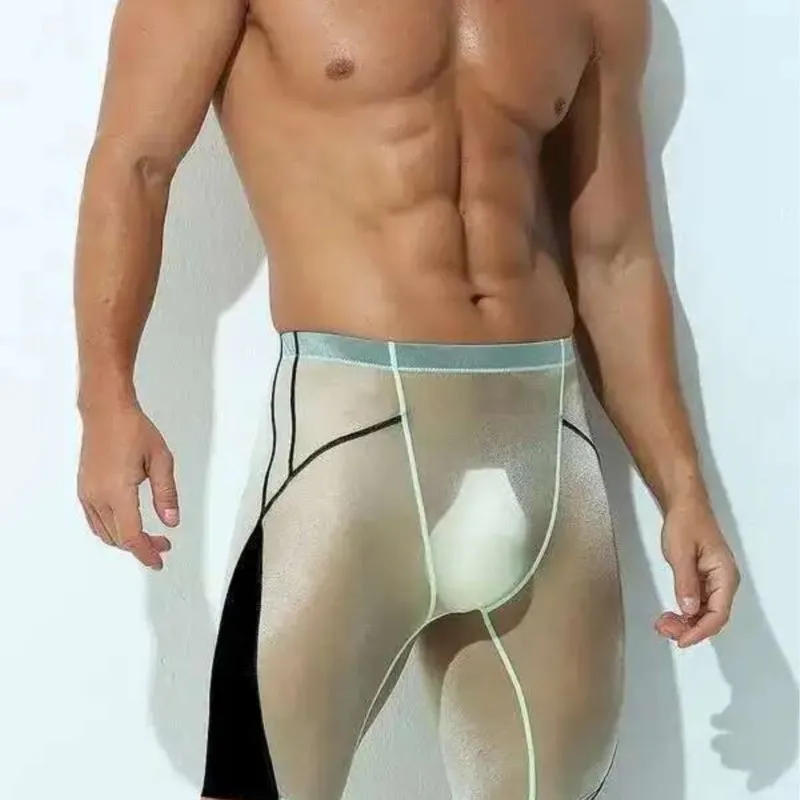 Sexy See Through Ultra Thin Shorts Briefs Men Sheer Elastic Sports Underwears Male Anti-abrasion Crotch Breathable Boxer Panties