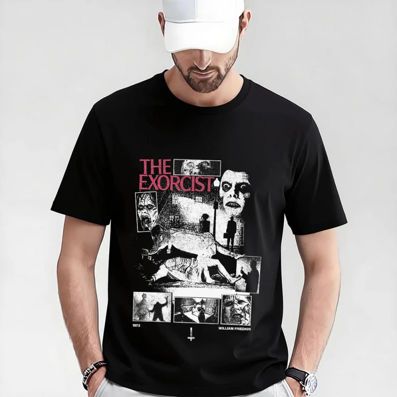

Retro Horror Movie The Exorcist 0317 Sacry Halloween Gift t shirt Supernatural Darkness World Graphic Clothes Large size Tops