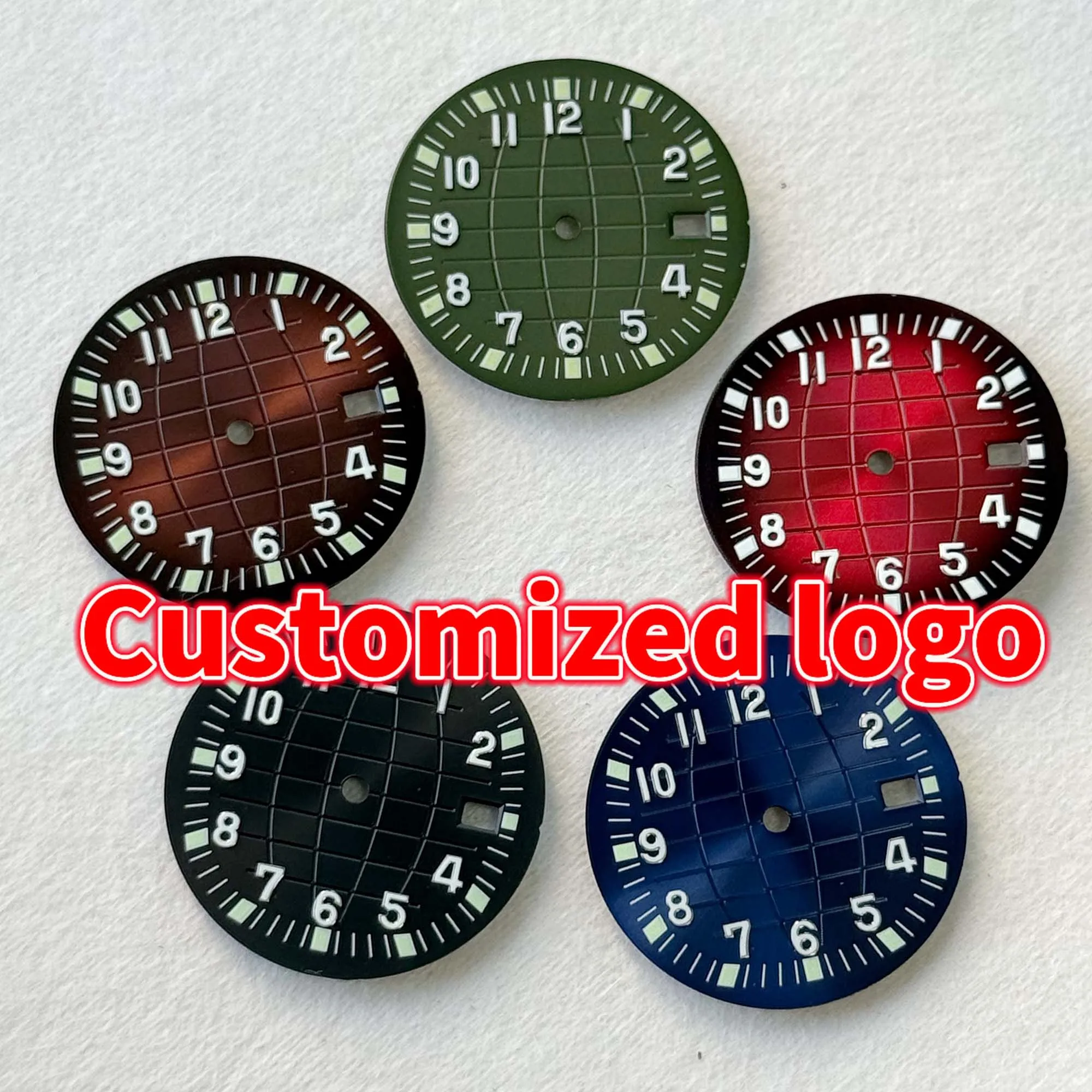 

29.8mm green glowing N H35 dial No logo watch accessories customized dial watch parts