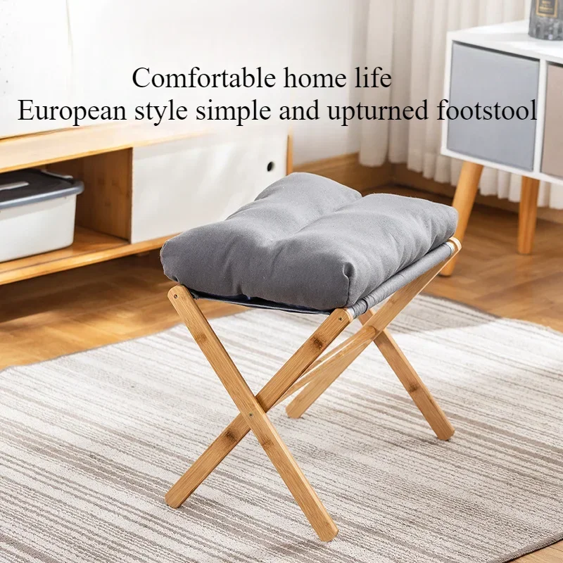 Household Portable Minimalist Living Room Office Desk Cushion Footstool X-shaped Folding Stool