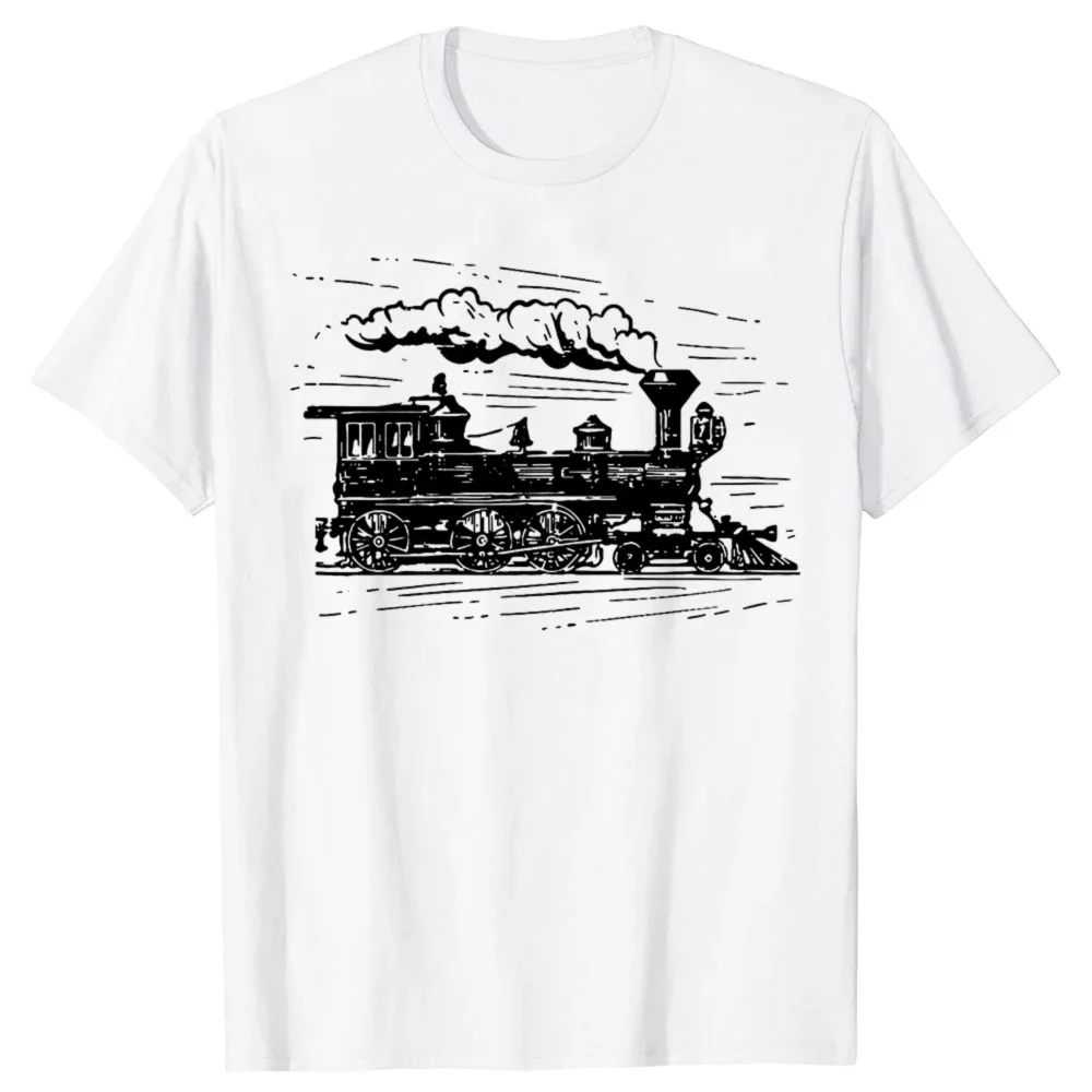 

Steam Train Engineer Railway Graphic Men's Cotton T-Shirt Short Sleeve