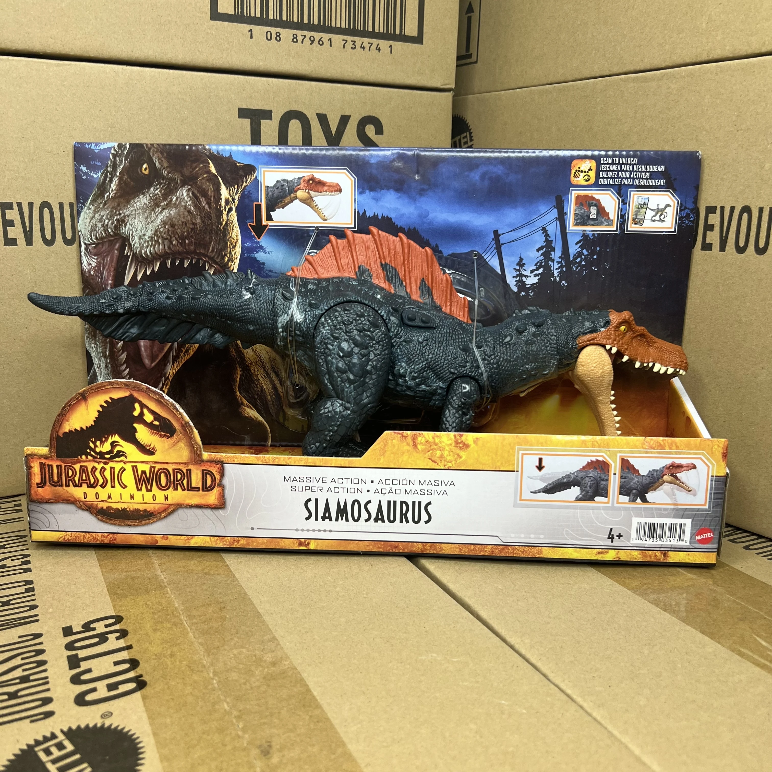 Mattel Jurassic World Dominion Massive Action Siamosaurus Dinosaur Figure Chomp & Attack Action Children's Birthday Gift HDX51