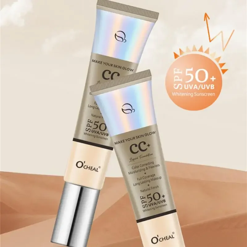 Krem do opalania SPF50 + CC kremowy podkład pełne pokrycie baza pod makijaż korektor kobiety rozjaśniają kontrolę oleju wodoodporne koreańskie kosmetyki