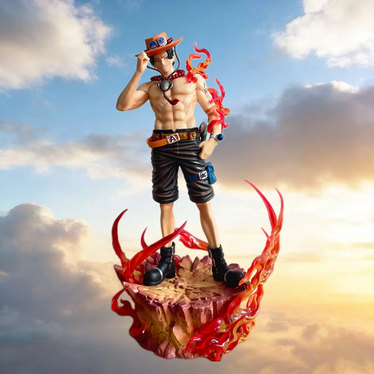 Figura de acción de PVC de 25 cm/10 pulgadas de One Piece, modelo Cap Pull Ace, estatua, decoración de escritorio, adorno, muñeco, juguetes, regalos