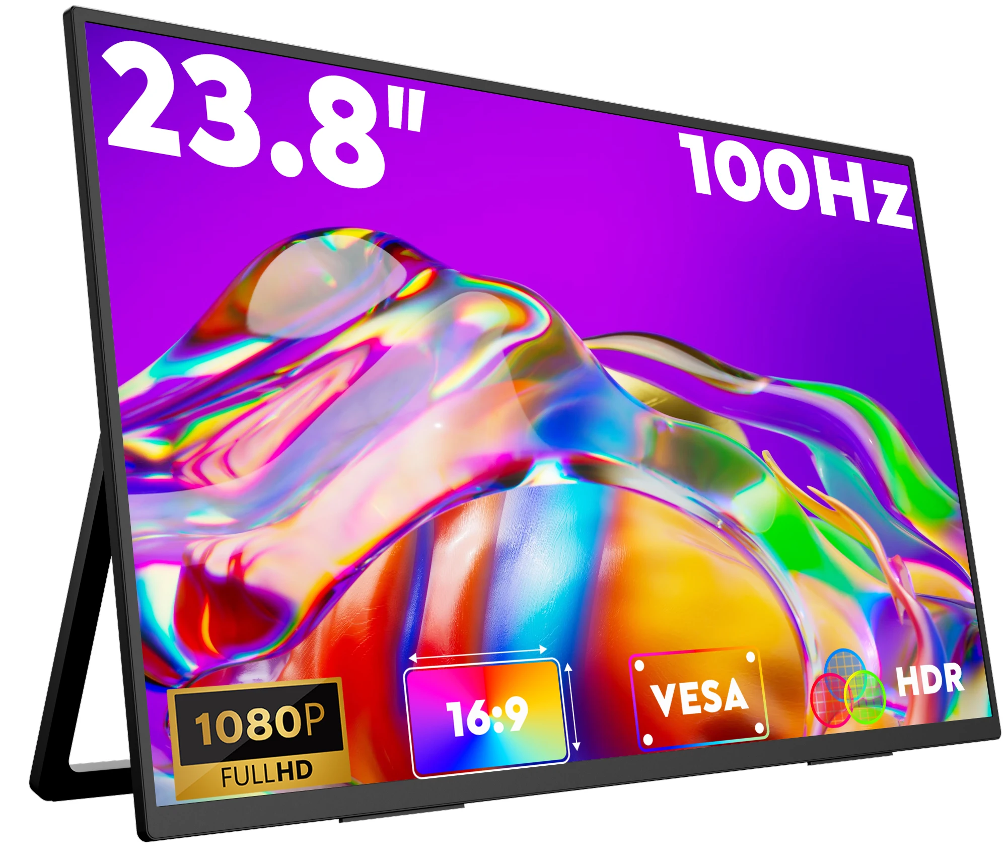Monitor portable Amoudo 23,8 inches 1080P HZ, compatible VESA, wide support, screen IPS, desk screen extension for PC portable