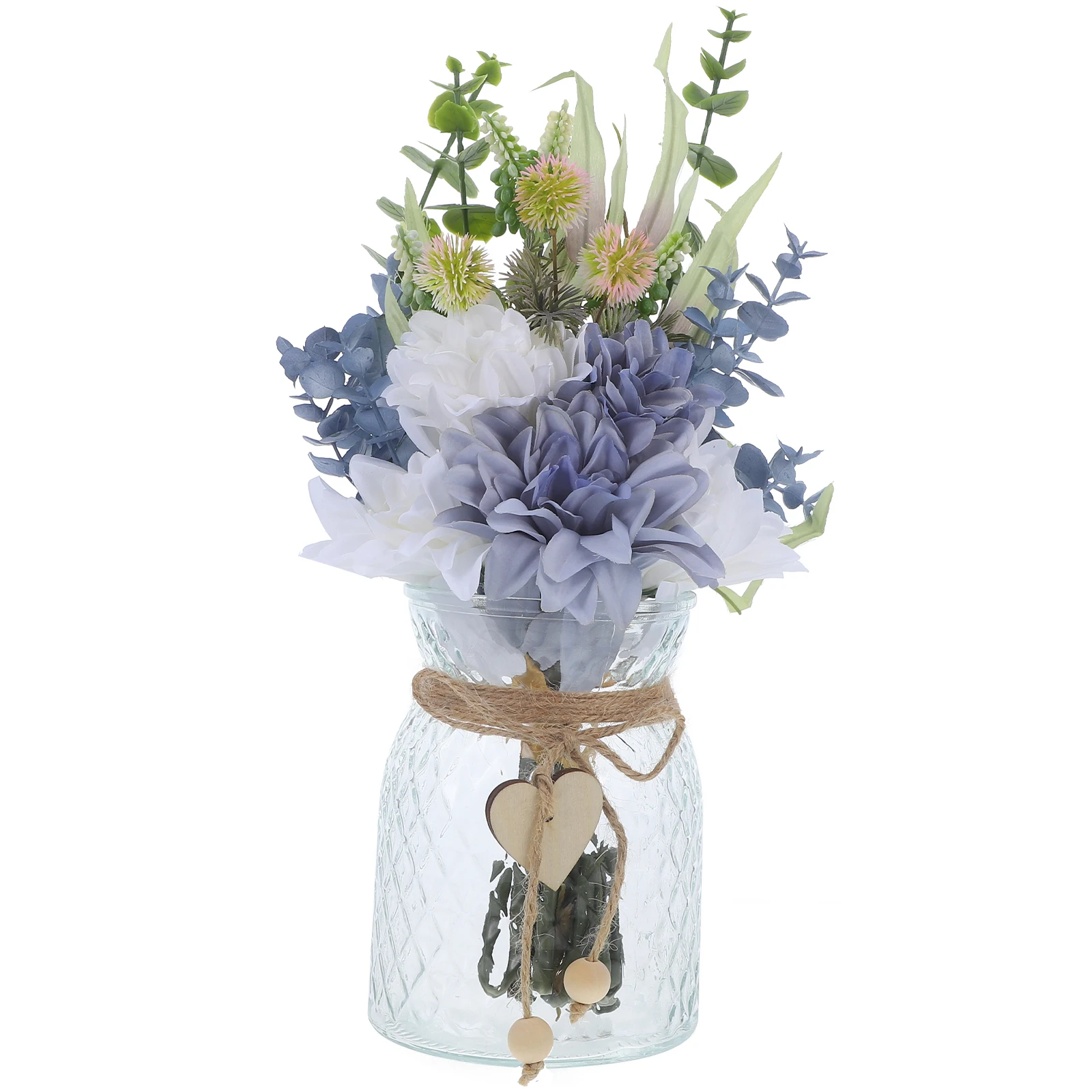 

1 set Artificial Flowers Decorative Vase Silk Bouquet Home Wedding Hotel Simulation Flower Arrangement Ornament