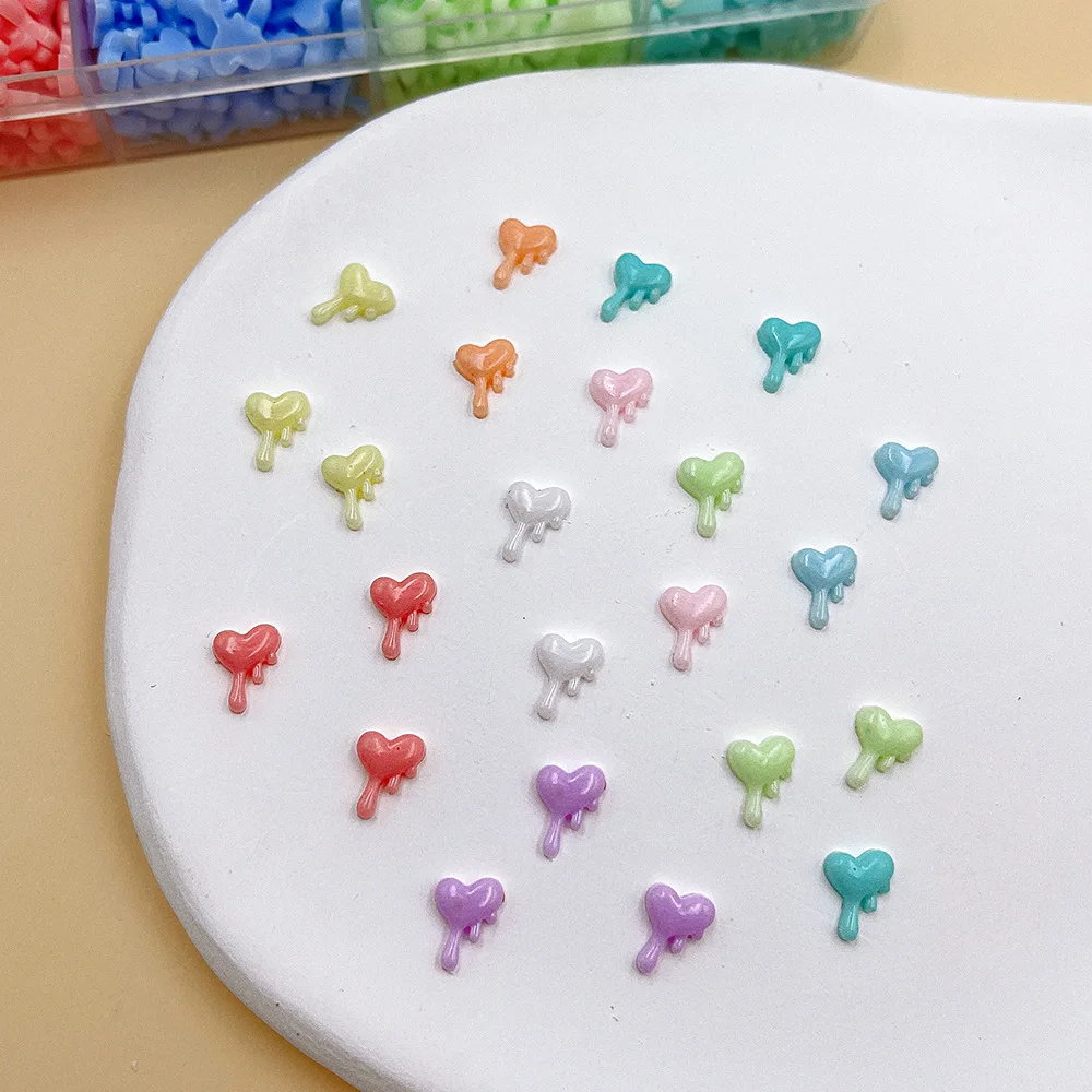 100Pcs Multicolor Heart Resin Nail Charms - DIY Press-On Nail Decor, Versatile Kawaii Manicure Accessories for Creative Designs
