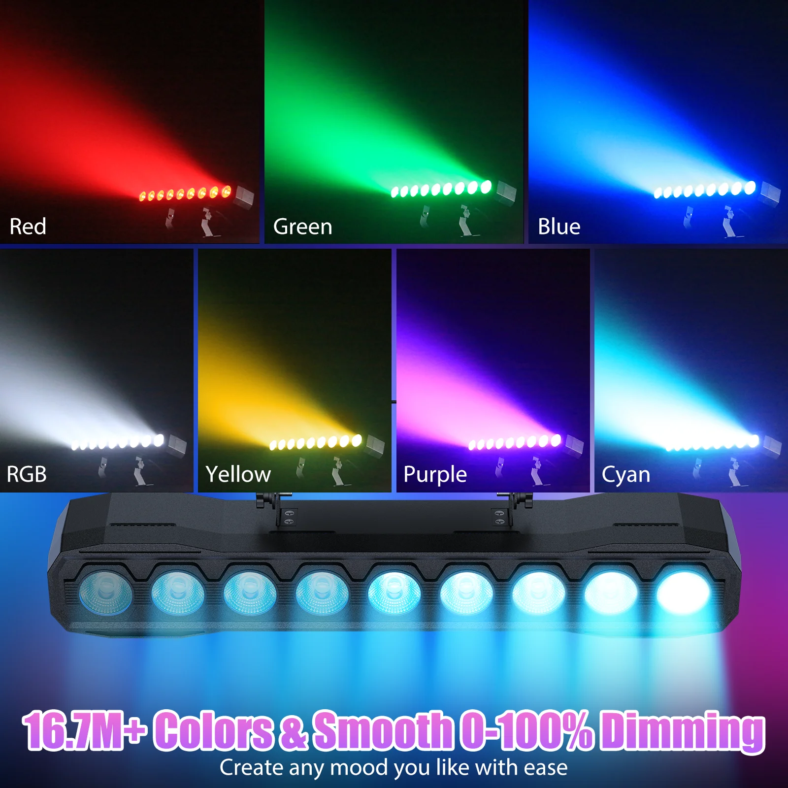 Datewink 2Pcs 60W Wall Washer Lights 9LEDs RGBW DJ Stage Lighting Strobe Effect DMX For Disco Party Wedding Christmas Nightclub