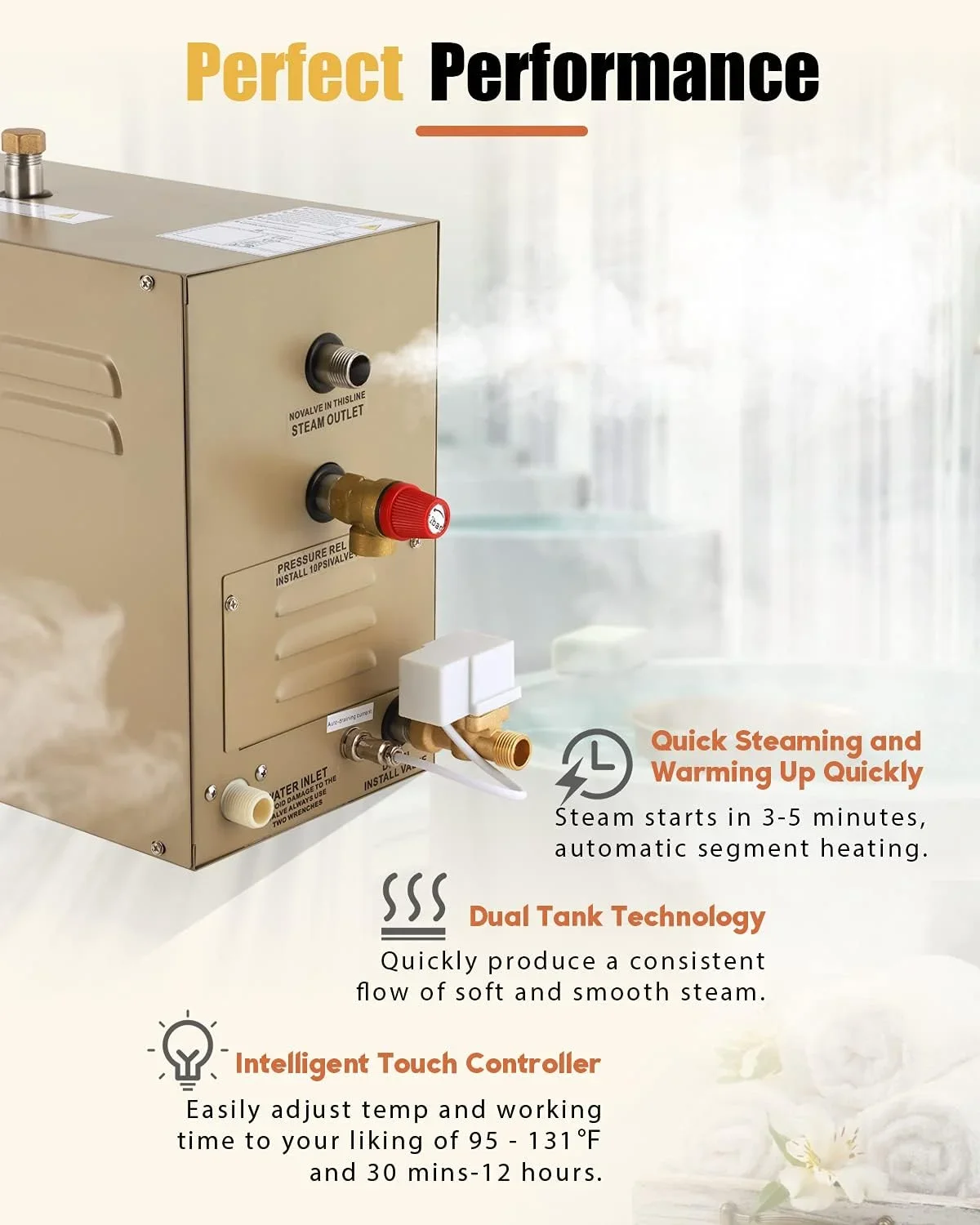 TLF 6KW Commercial Self-Draining Steam Generator Shower System Home Steam Bath Spa Generator 30 min to 12 Hours