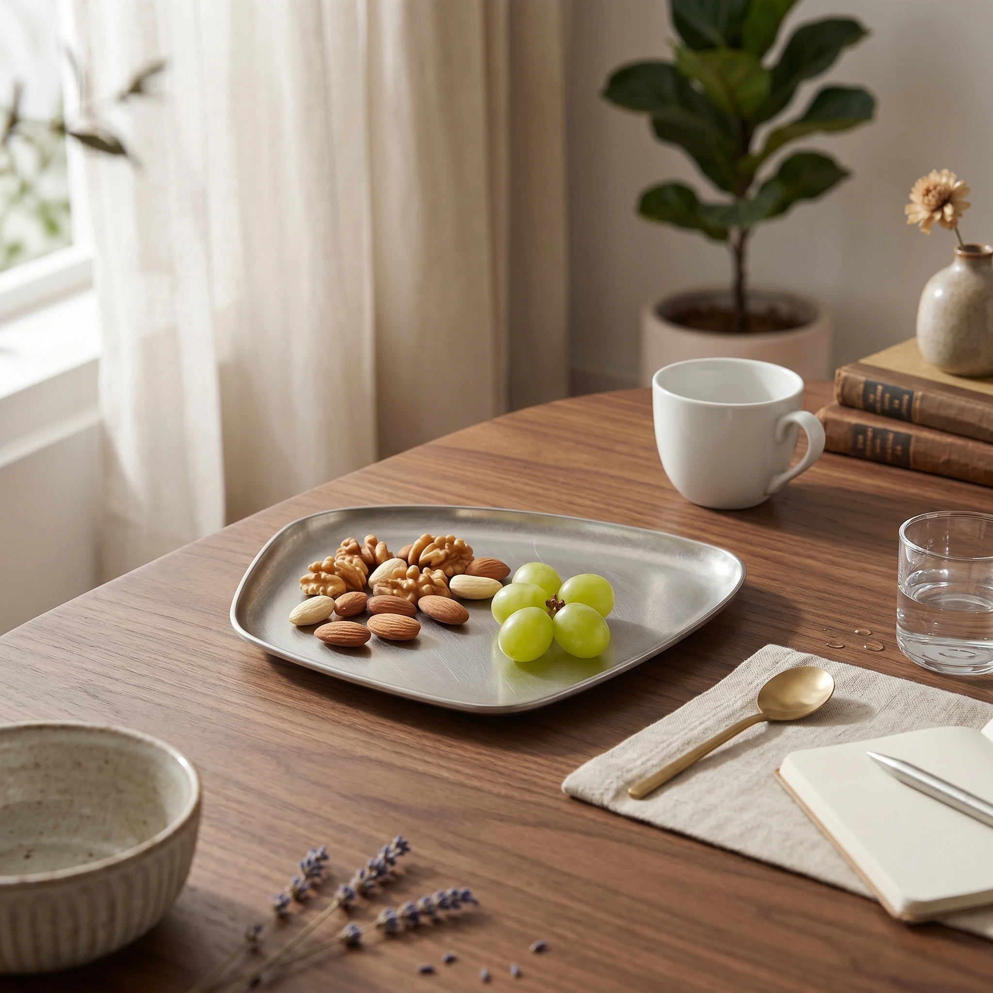 Irregular Shaped Fruit Tray Shallow Rim Metallic Finish Tableware Stylish Homeware Serving Platter for Tea Time