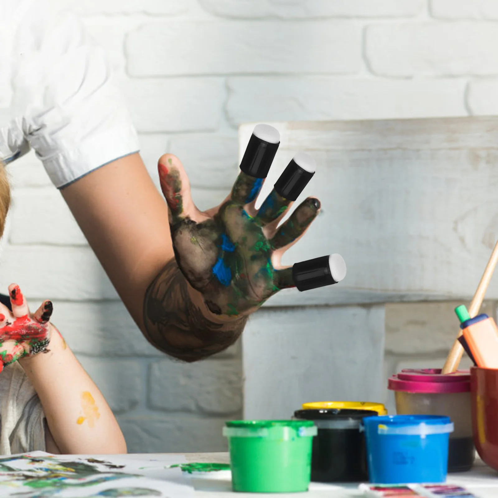 25 قطعة إسفنجة طلاء الأصابع مع صندوق تخزين قابلة لإعادة الاستخدام إسفنجة طلاء الوجه قضيب لمشاريع الحرف الفنية حفلة عطلة #5