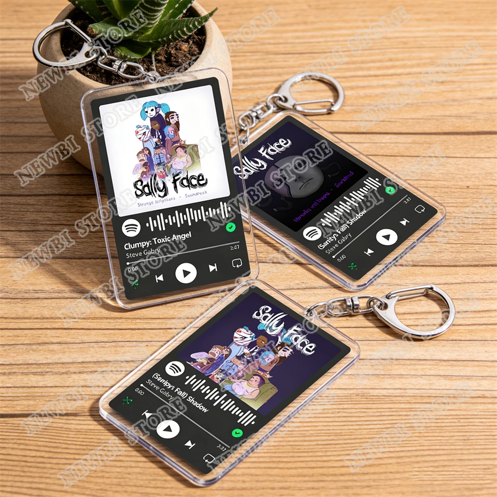 Indie Game Music Steve Gabry Keychains for Women Accessories Bag Larry Sally Sal Fisher Face Keying Jewelry Fans Friends Gifts