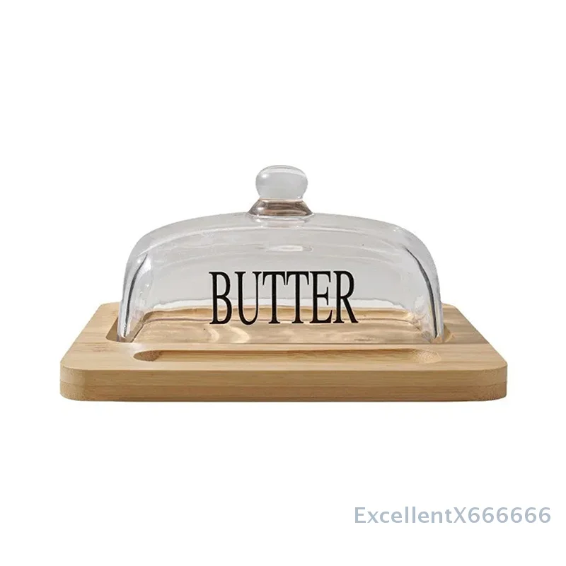 

Wooden Butter Dish With Glass Lid And Knife Reusable Butter Storage Dish Butter Case Butter Container Kitchen Tool