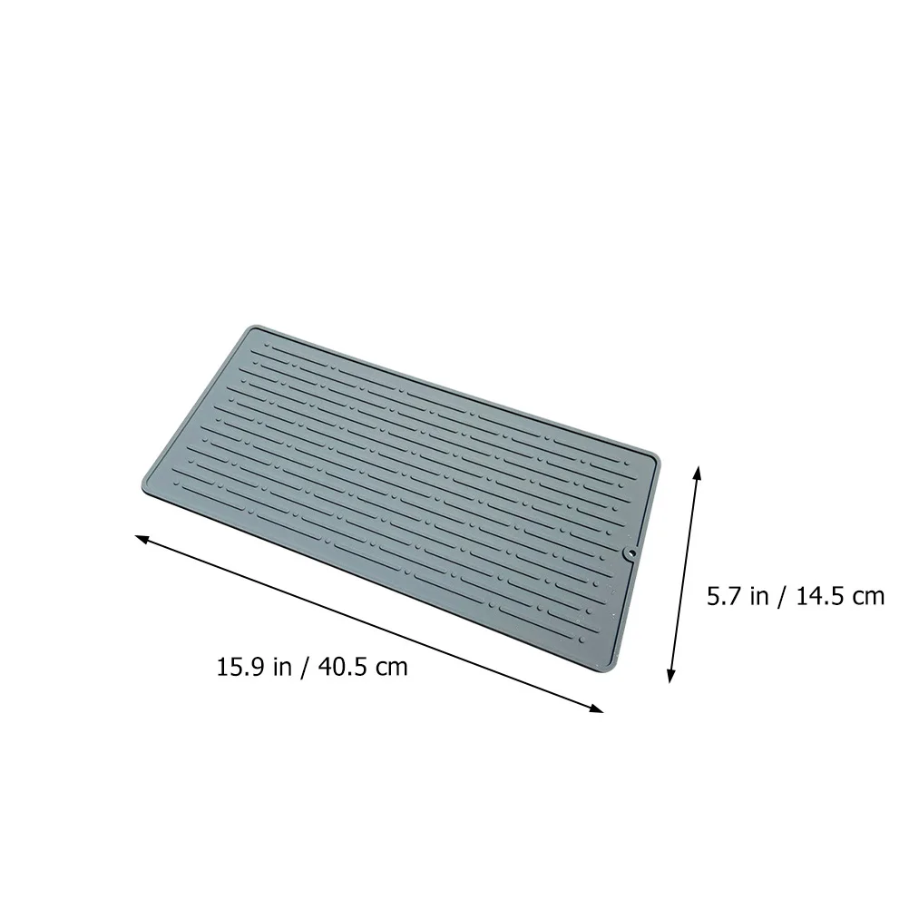 

Silicone Dish Draining Kitchen Drying Pad Sink Drain Mat Heat Insulation Food-Grade Countertop Tray Grey Kitchen Bar Mat
