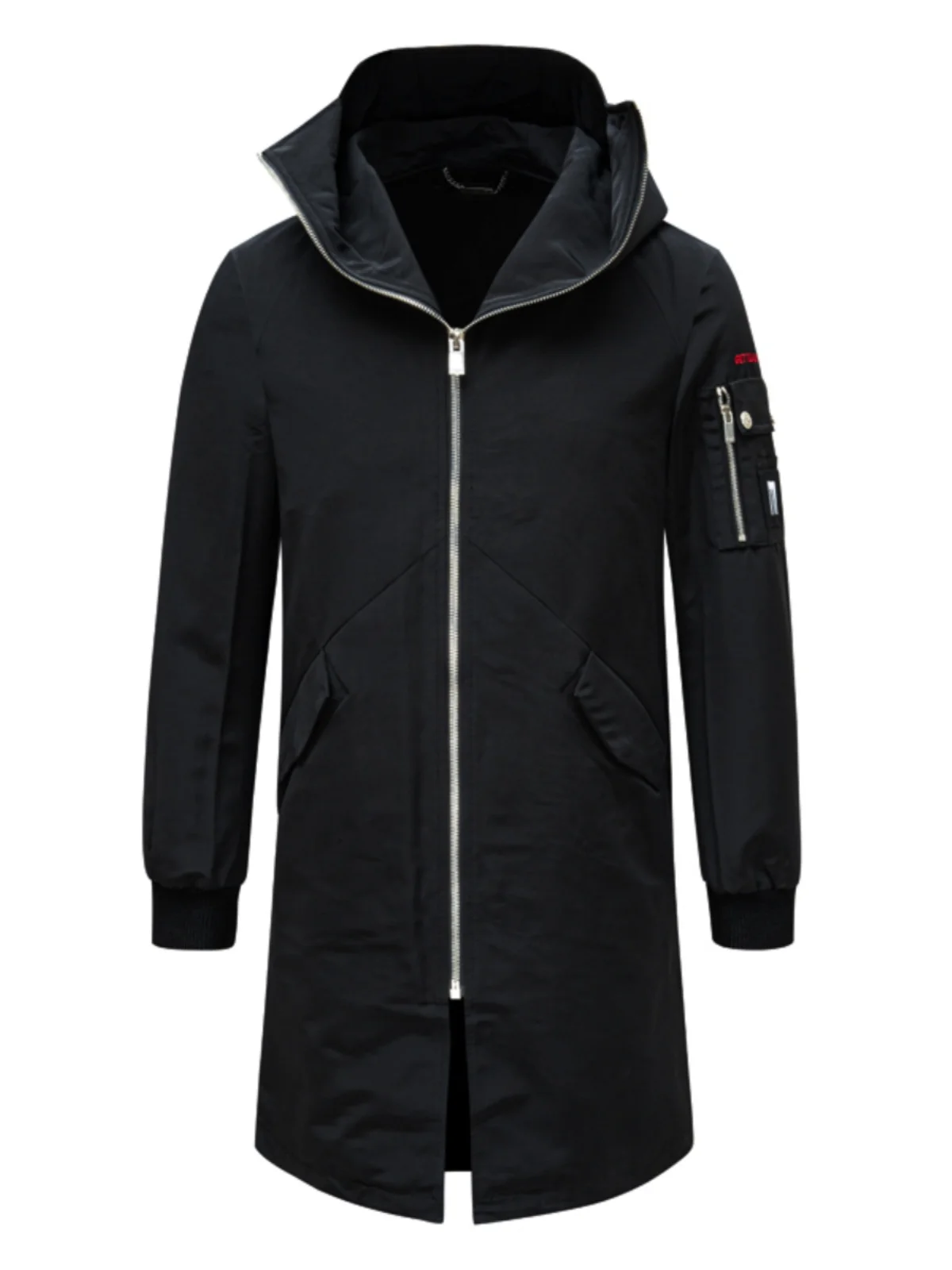 

Men's Long Zipper Casual Windproof Faionable Autumn Winter Coat Stand Fit Hooded Jaet Urban Sle Outerwear