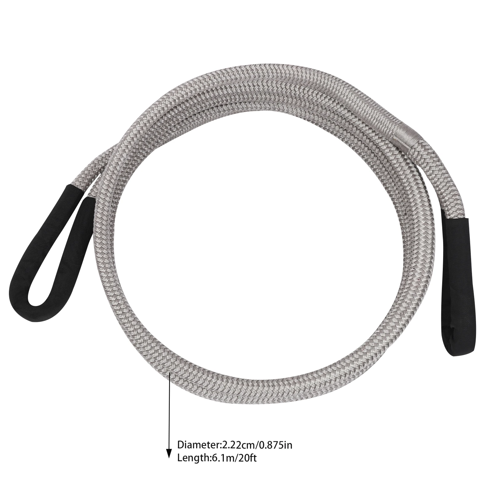 Trailer Rope 7/8 Inches * 20 Feet Breaking Force 30580 Pounds Grey