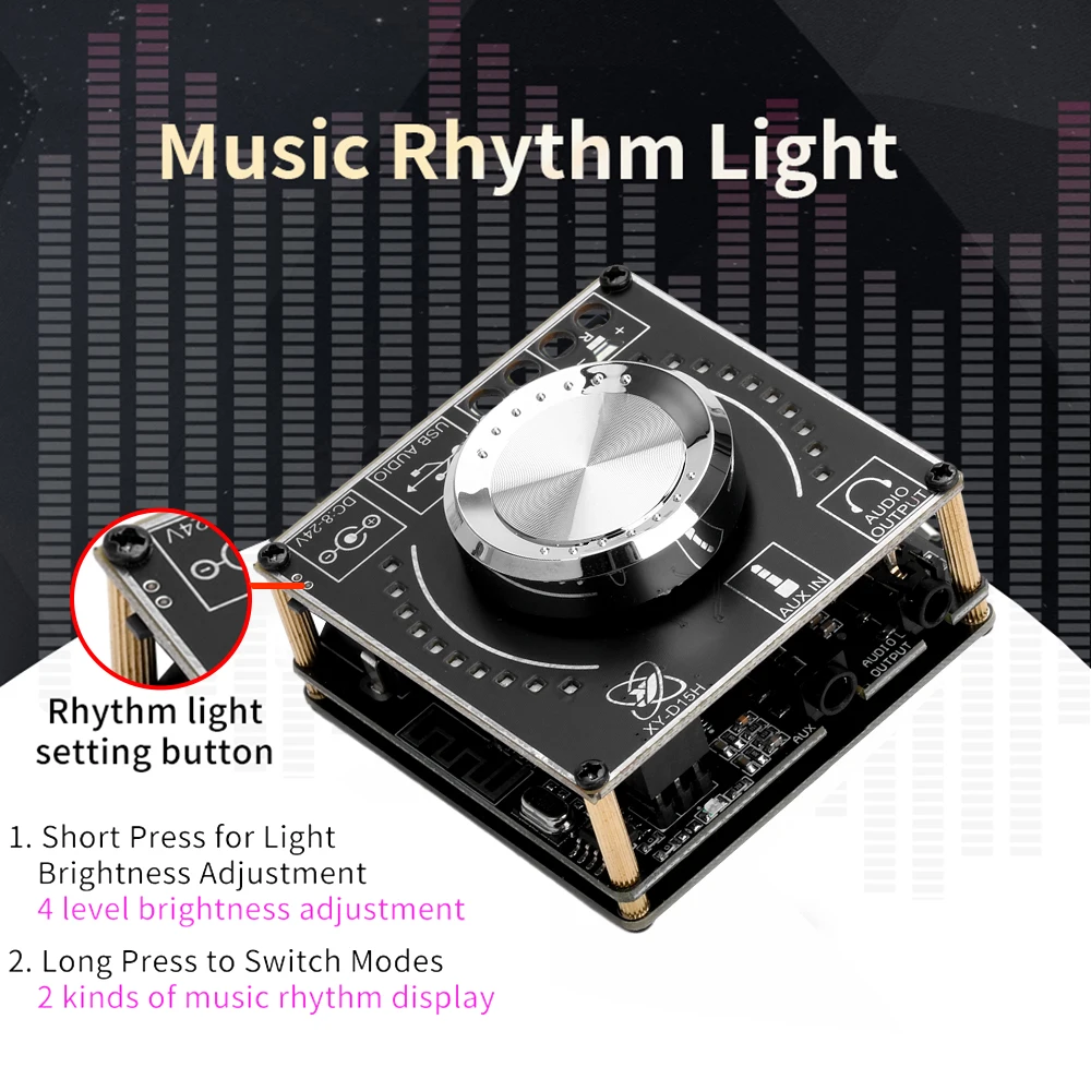 Bluetooth 5.0 XY-D15H Audio Power Amplifier Board DC8-24V 2X10W/15W/20W Digital Stereo Sound Amplifier AMP Module Home Theater