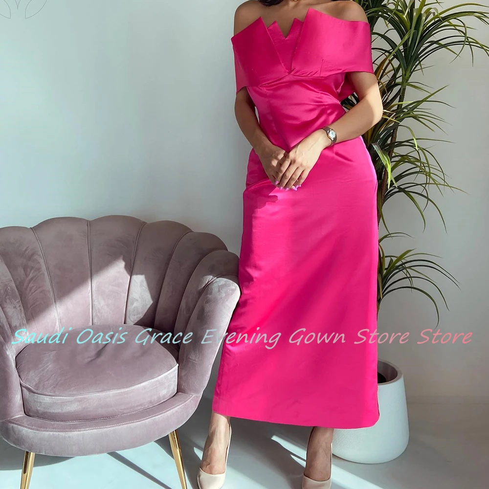 Classic Satin Straight Off the Shoulder Evening Dress High Quality Floor Length Strapless فساتين سهره نسائيه فخمة