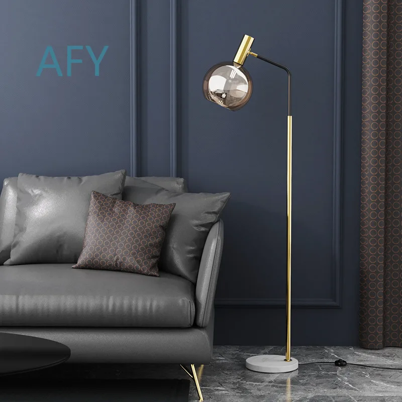 Minimal Floor Lamp for Sofa Side Living Room Reading Light E27 Base Glass Shade Modern Simple Nordic Design Luxury Task Lamp