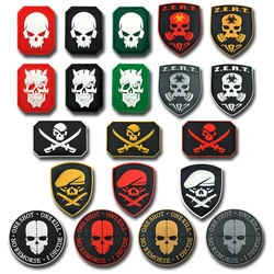 3D PVC Skull Rubber Patches Morale Badge Hook Tactical on Clothes Emblem Backpack Patch Decorative Accessories for Handbags