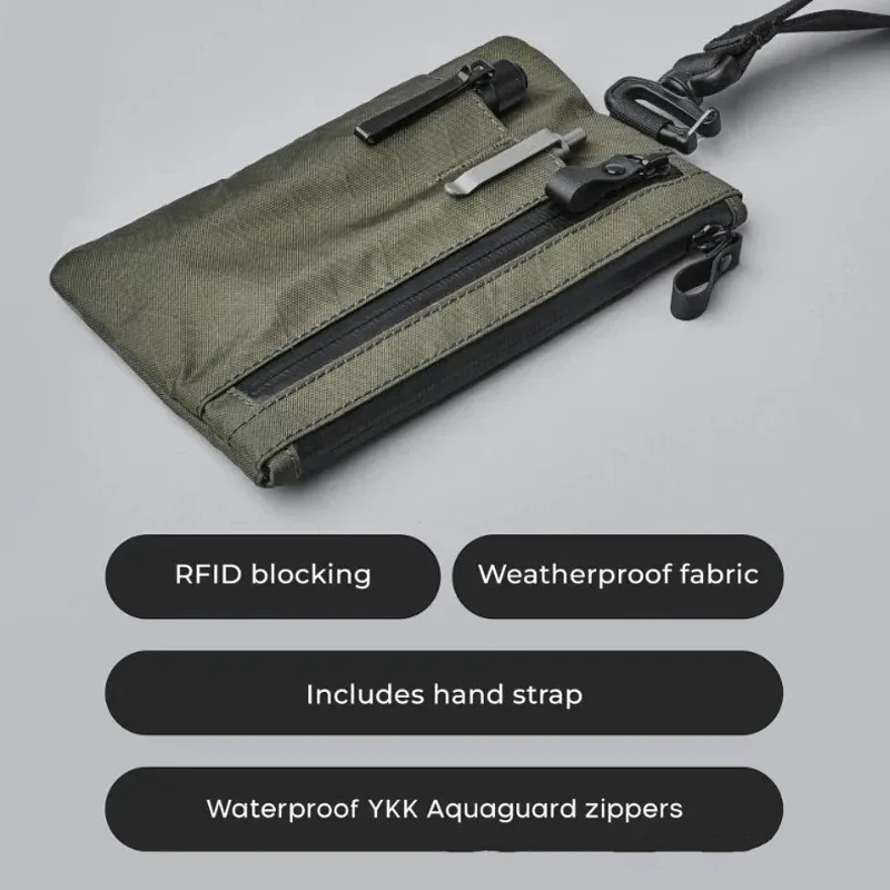 Bolso hermoso impermeable para hombre, muñeca de gran capacidad, portátil, multifuncional, billetera cero, bolsa para tarjetas de viaje, bolsa de almacenamiento de herramientas