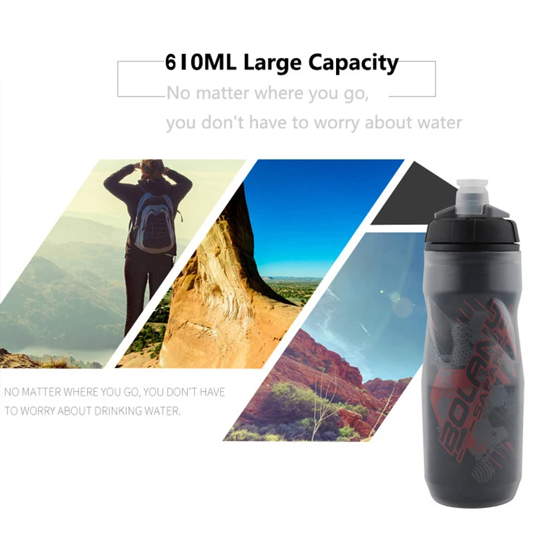 BOLANY Bicycle Water Bottle 610ML PP5 Double Layer Heat and Ice-Protected Outdoor Cup for Cycling Equipment Bike Water Bottle