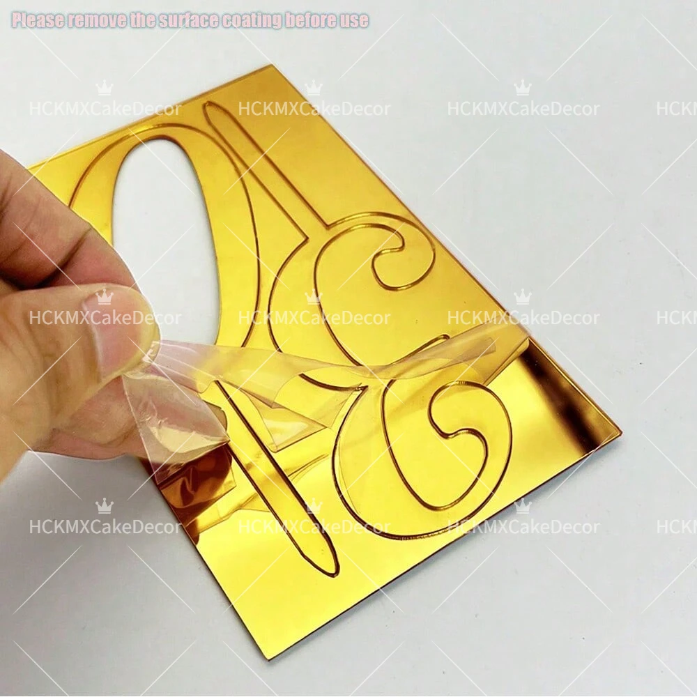 Goldene Acryl-Zahlen Tortendekoration 30/40/50/60/70/80 Geburtstagstorten-Deko für Jubiläums- und Meilenstein-Partys – Detail 6