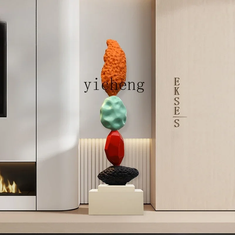 b11-7.1  Italian Minimalist Stone Sculpture Lobby Soft Decoration Living Room Wealth-Attracting Floor Ornament